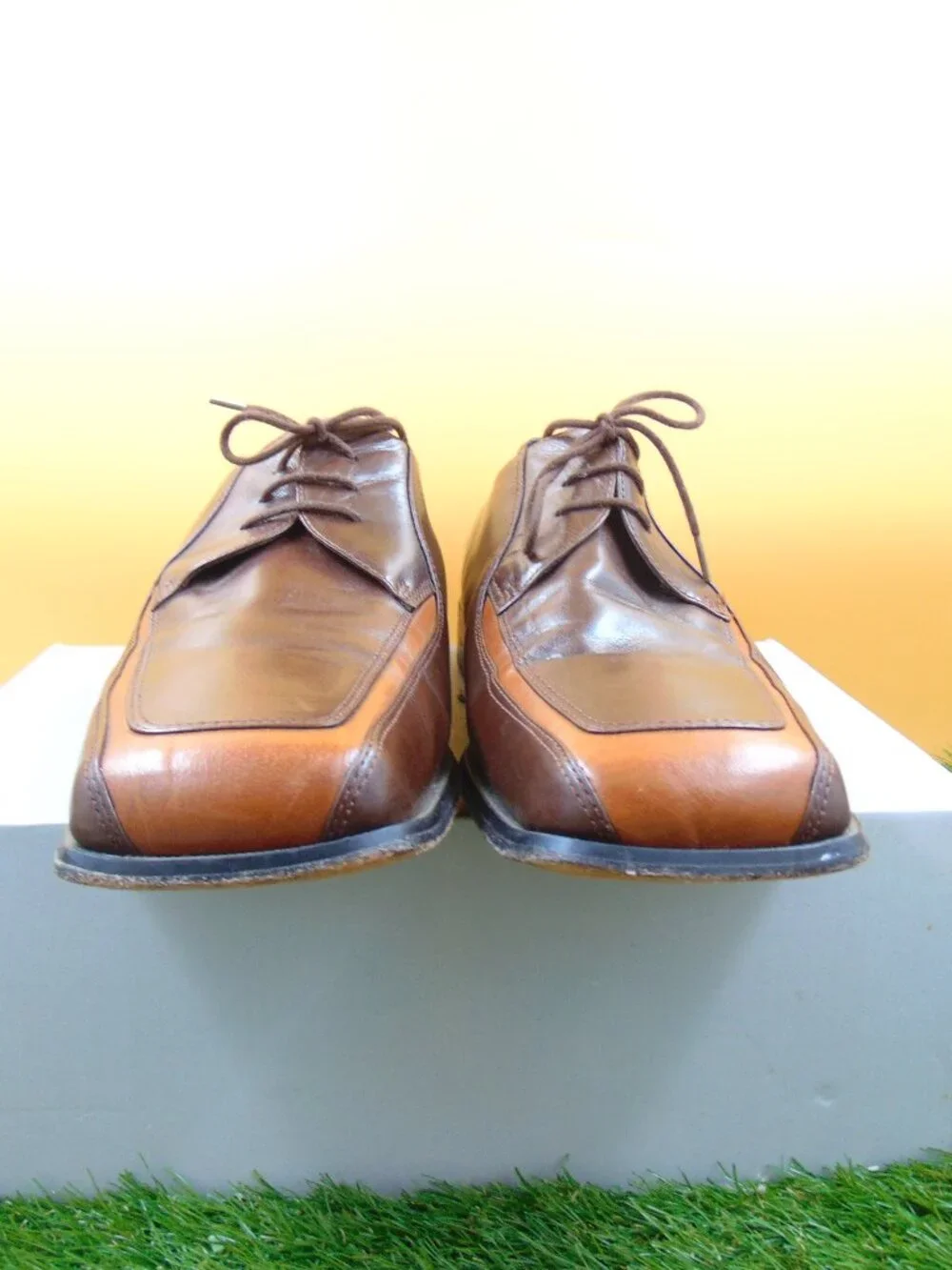 Vintage Giorgio Brutini Two Tone Leather Square Toe Dress Shoes 12M